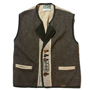 Vintage Wesenjak Austrian Vest Men 2XL (60) Wool Linen Tyrolean Alpine Folkwear